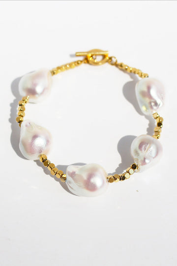 Formet Pearl Gold armbånd